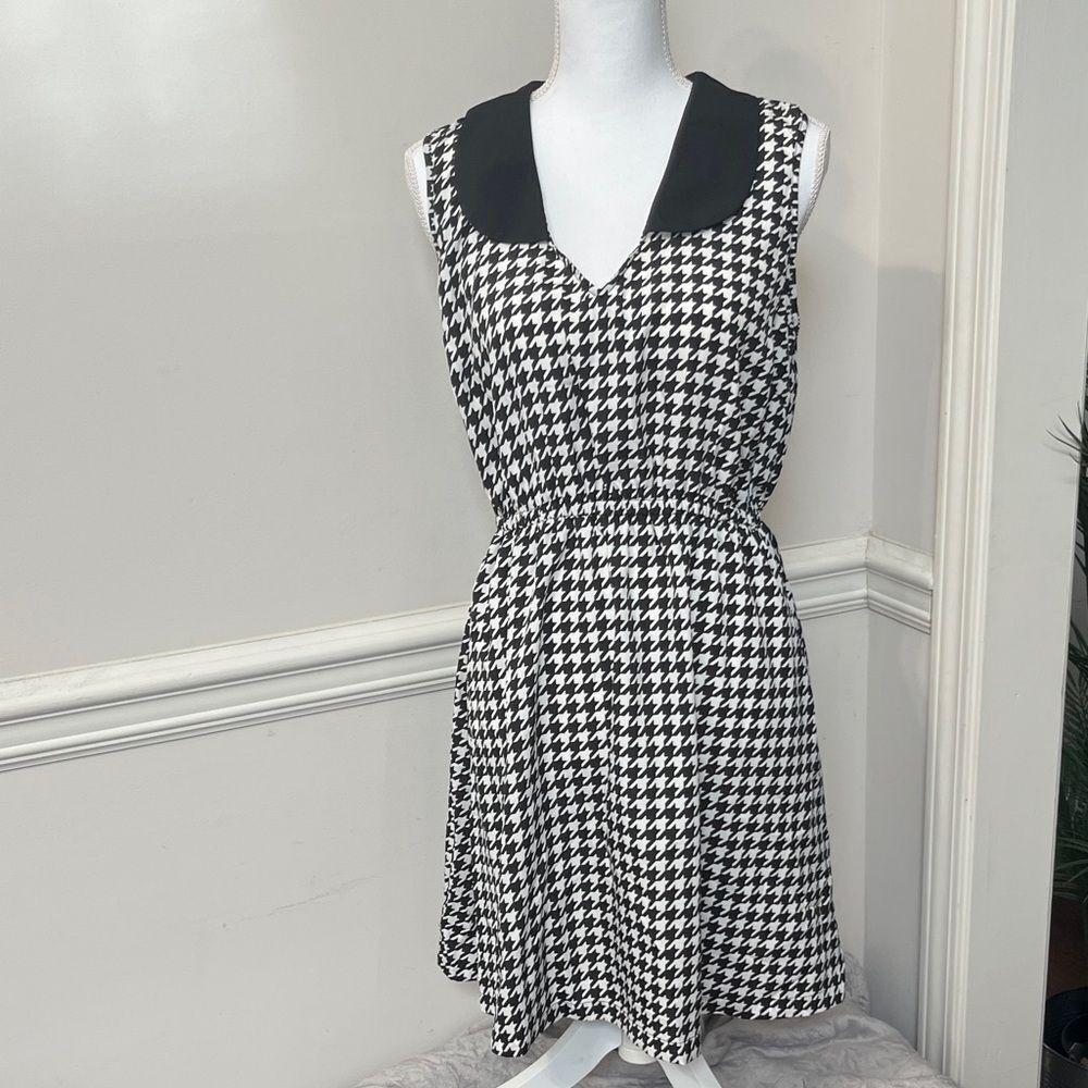 NWOT Kardashian Black White Houndstooth Dress Size L Large 10 12